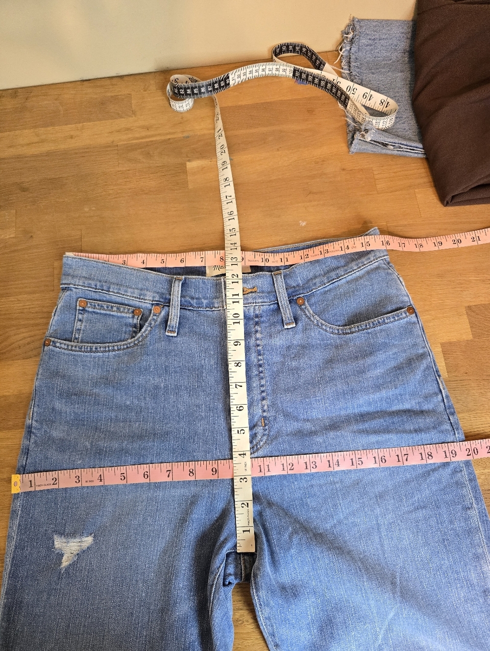 Madewell The Perfect Vintage Jean Size 29 Distressed Straight Leg Raw Hem M9244 - Picture 11 of 12